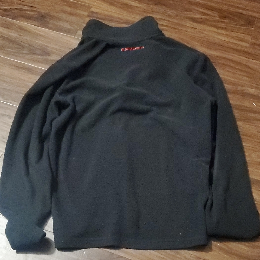 Spyder Black Fleece Quarter-Zip with Chest Pocket and Red Trim and Logo - Picture 9 of 10